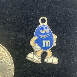 Mini Blue M&M Charm - Silvertone